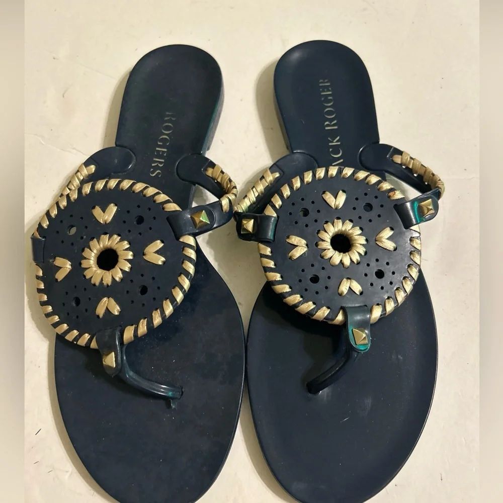 JACK ROGERS Sandals Flip Flops
Navy Thong Jelly Rubber size 8